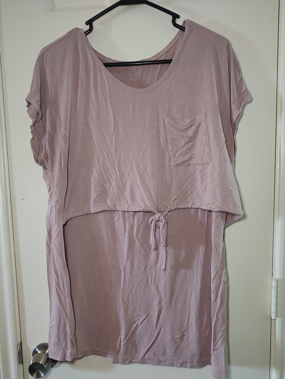 Latched Mama Plus Size 1X Dusty Mauve Short Sleeve Drawstring Nursing Top